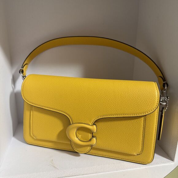 NWT COACH TABBY 26 CH735 Satchel X-Body Clutch In CANARY Pebbled Leather Silver